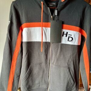Harley-Davidson Black and Orange Zip-Up Hoodie
